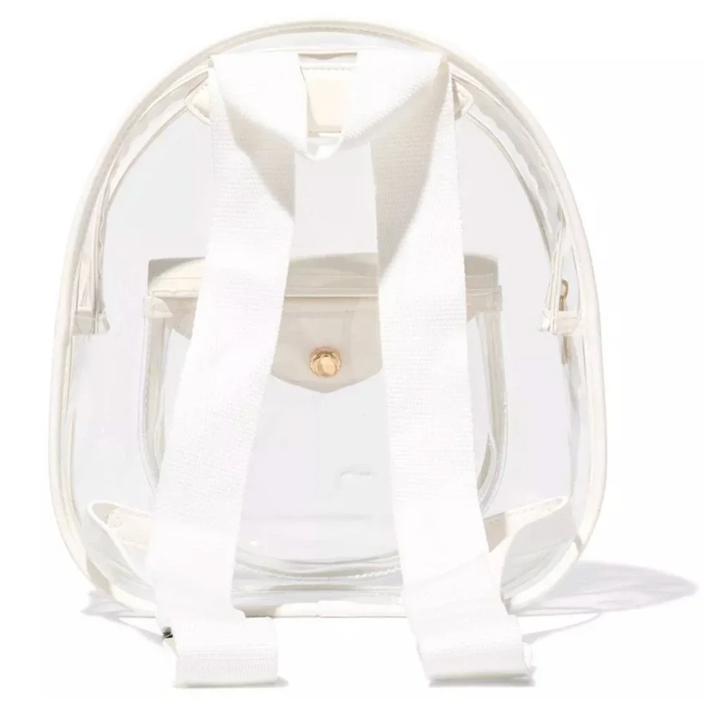 Kendra Scott Clear Backpack Bag Brand New With Tags Gold Emb Pocket White Staps